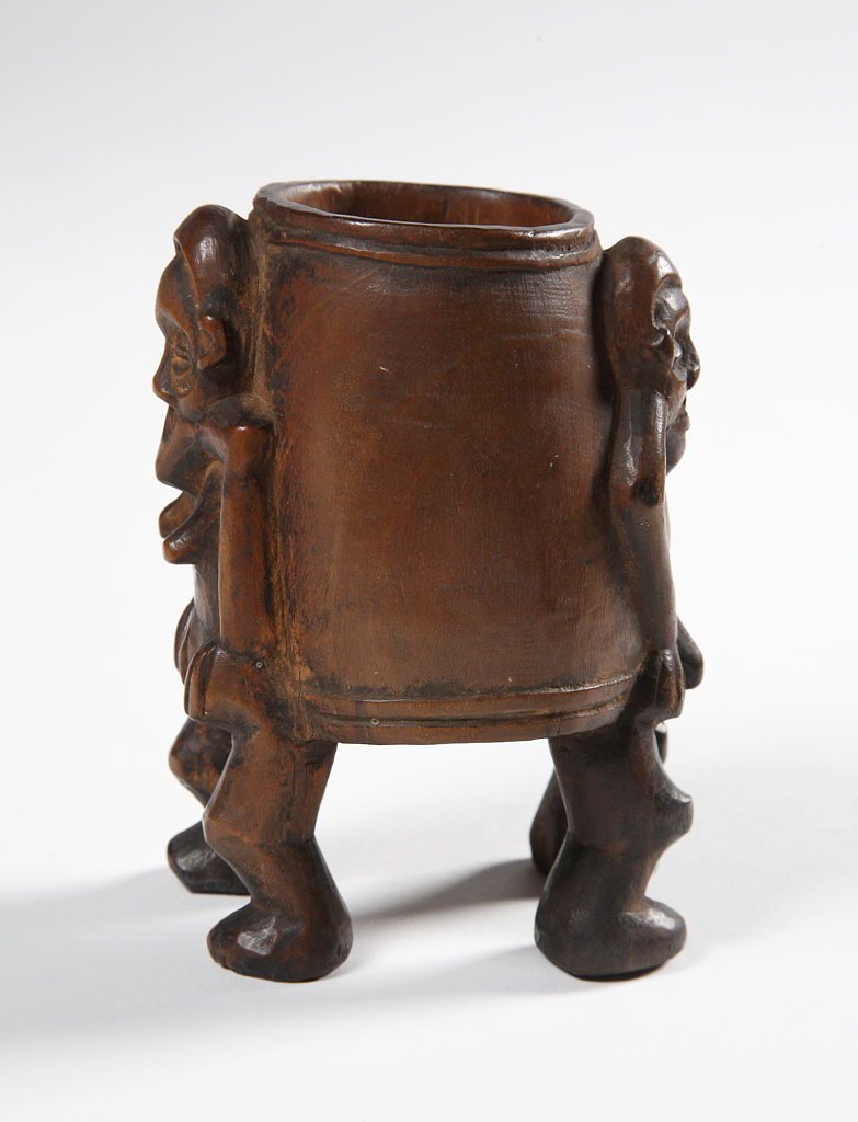 Cup for palm oil, cups, pipe, vessel, gunpowder vessel, bell, and headrest – box. DR Congo, 19th c.